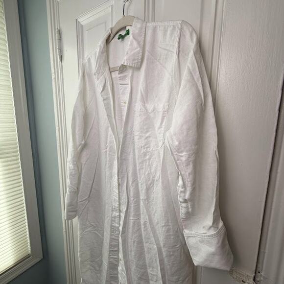 J Crew Shirt Coverup Womens XL White Tunic Button Front Roll Tab Sleeve Collared - Picture 5 of 8